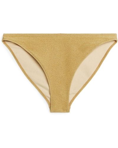 ARKET Mid Waist Glittery Bikini Bottom - Natural