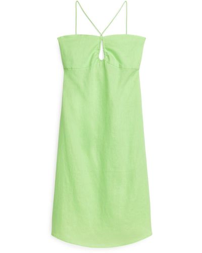 ARKET Linen Strap Dress - Green