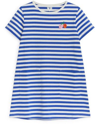 ARKET Embroidered T-shirt Dress - Blue