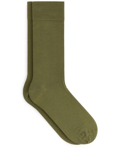 ARKET Mercerised Cotton Plain Socks - Green