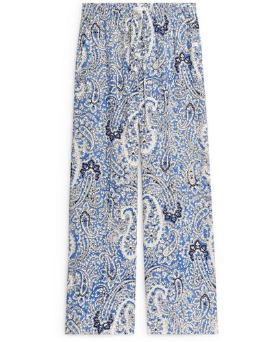 ARKET Relaxed Paisley Trousers - Blue