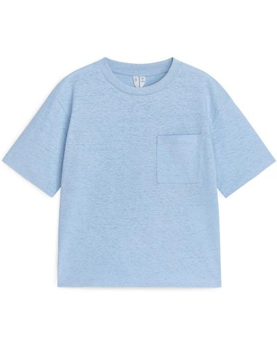 ARKET Loose Fit Linen Blend T-shirt - Blue