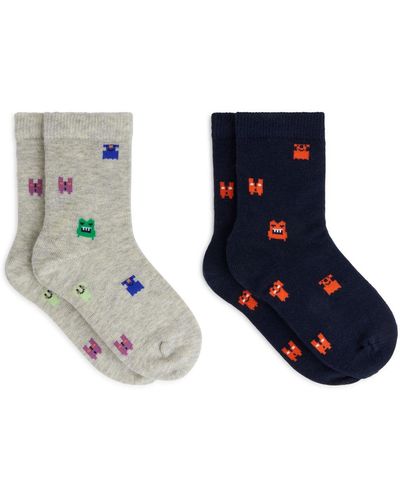ARKET Jacquard Socks, 2 Pairs - Blue