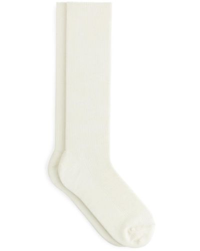 ARKET Ribbed Wool-blend Socks - White