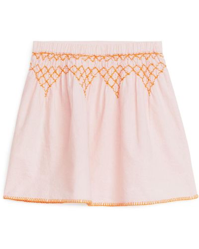 ARKET Embroidered Linen Skirt - Pink