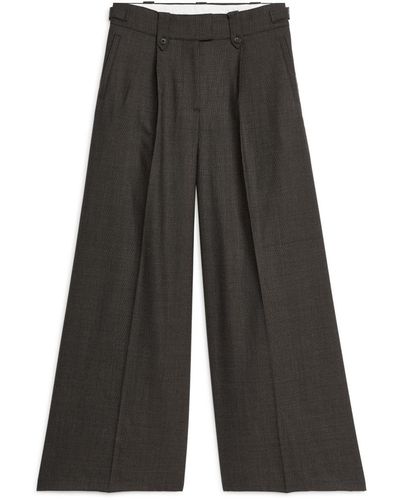 ARKET Wide Wool-blend Trousers - Grey