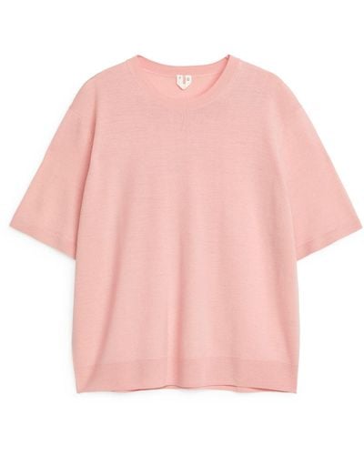 ARKET Short-sleeved Knitted Jumper - Pink