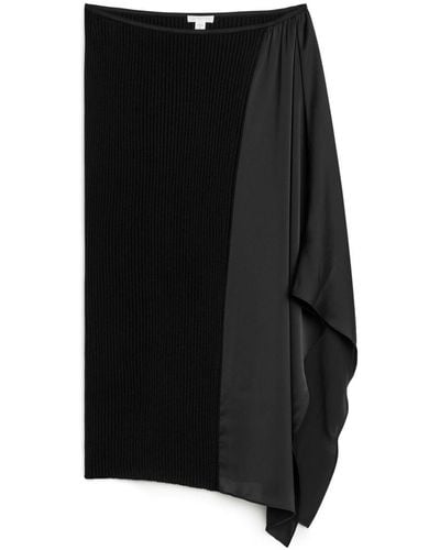 ARKET Draped Wool Blend Skirt - Black