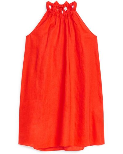 ARKET Bow Linen Dress - Red