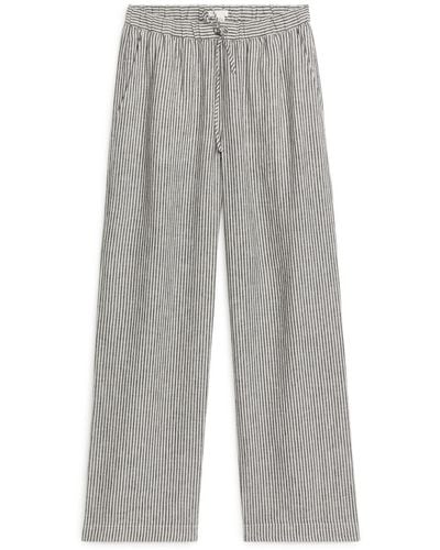 ARKET Linen Drawstring Trousers - Grey