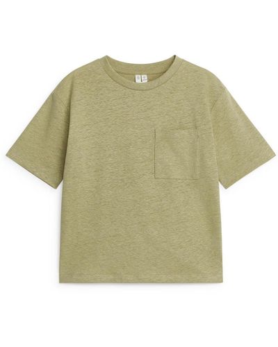 ARKET Legeres T-Shirt Aus Leinenmix - Grün
