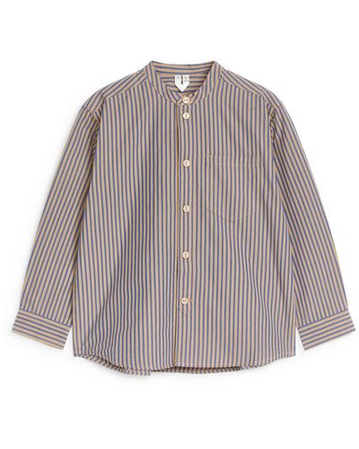 ARKET Collarless Cotton Shirt - Grey