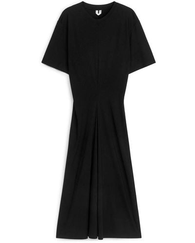 ARKET Viscose Crêpe T-shirt Dress - Black