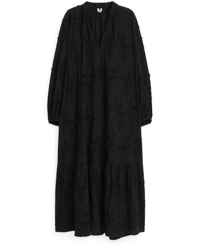 ARKET Embroidered Maxi Dress - Black