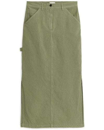 ARKET Long Cargo Skirt - Green
