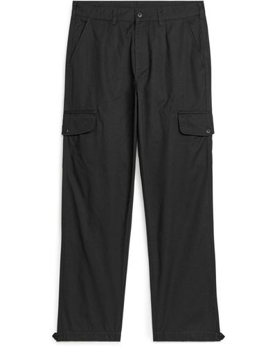 ARKET Cotton Cargo Trousers - Black