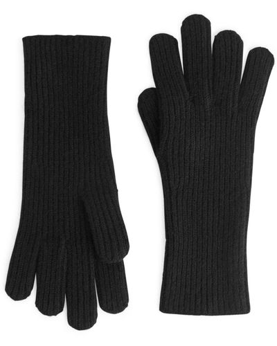 ARKET Knitted Cashmere Blend Gloves - Black