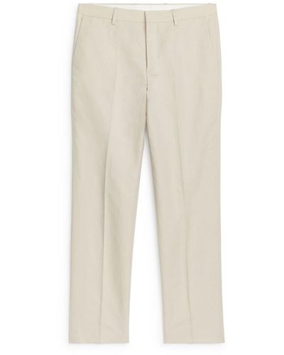 ARKET Slim Linen-cotton Trousers - Natural