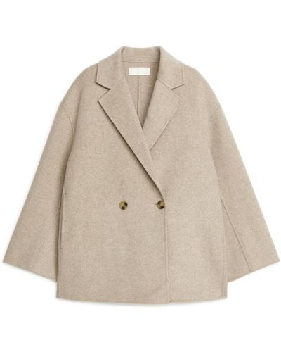 ARKET Double-breasted Wool Blazer - Natural