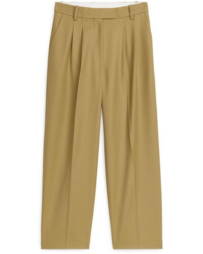 ARKET Wide Twill Trousers - Natural