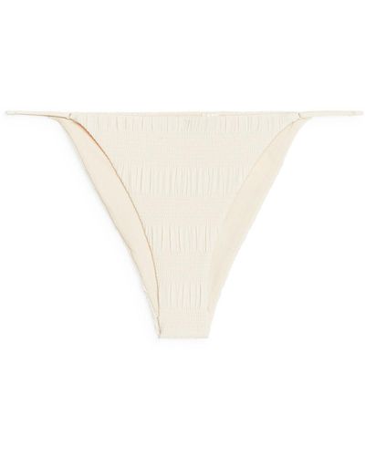 ARKET Smocked Bikini Bottom - White