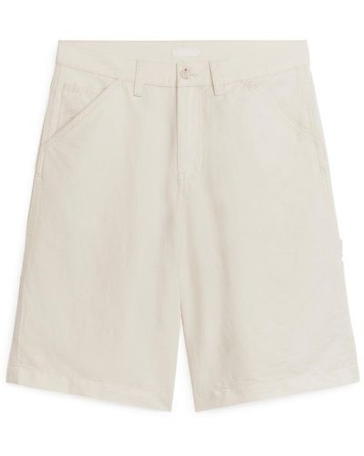 ARKET Workwear-Shorts Aus Leinen Und Baumwolle - Weiß