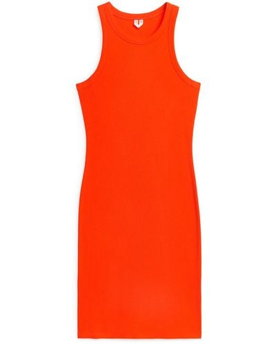 ARKET Ribbed Tank Dress - Orange