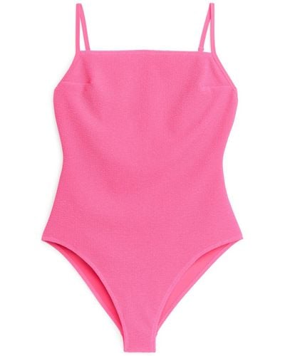 ARKET Textured Swimsuit - Pink