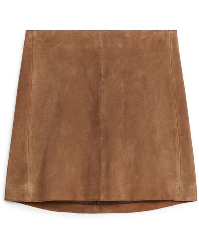 ARKET Suede Mini Skirt - Brown