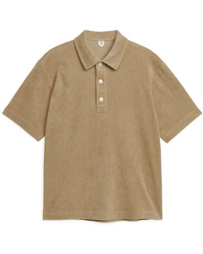 ARKET Cotton Towelling Polo Shirt - Natural
