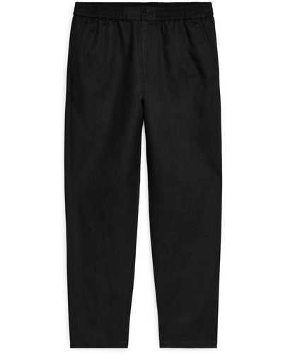 ARKET Linen Drawstring Trousers - Black