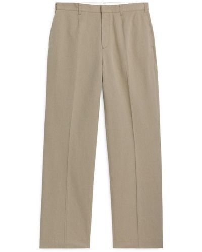 ARKET Tailored Wide-fit Trousers - Natural
