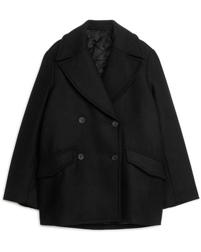 ARKET Wool Pea Coat - Black