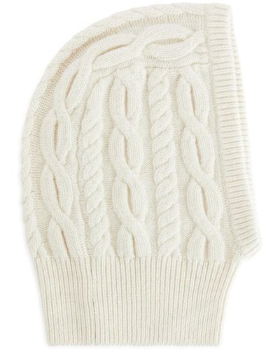 ARKET Cable-knit Fitted Hood - White
