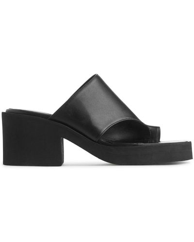 ARKET Chunky Slip-in Leather Sandals - Black