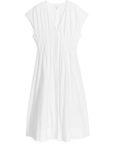 ARKET Midi Pleat Dress - White