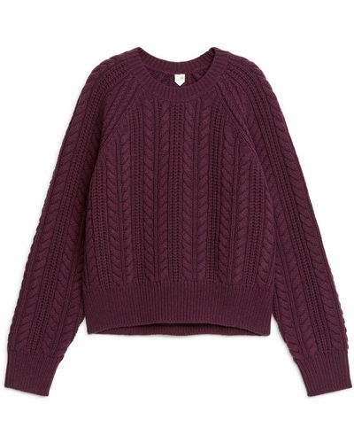 ARKET Cable-knit Wool Jumper - Purple