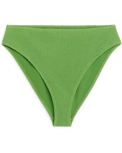 ARKET Mid Waist Crinkle Bikini Bottom - Green