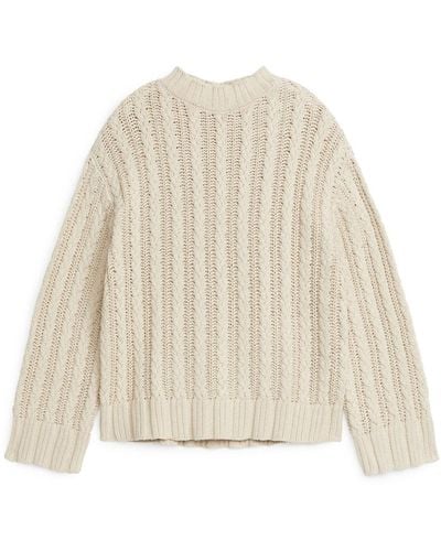 ARKET Cable-knit Cotton Jumper - White