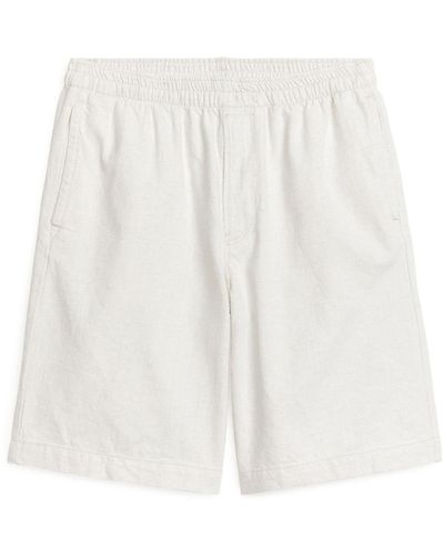 ARKET Cotton Linen Drawstring Shorts - White