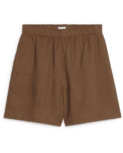 ARKET Relaxed Linen Shorts - Brown