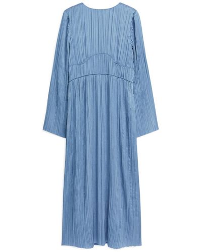 ARKET Long Crinkled Dress - Blue