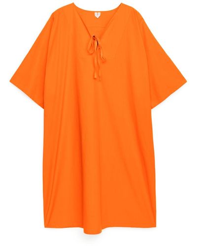 ARKET Relaxed Cotton Tunic Dress - Orange