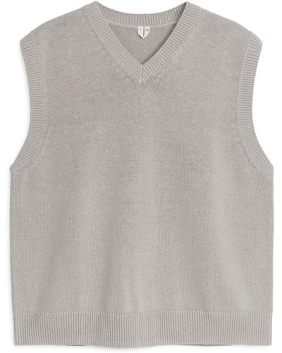 ARKET Knitted Linen Cotton Vest - Grey