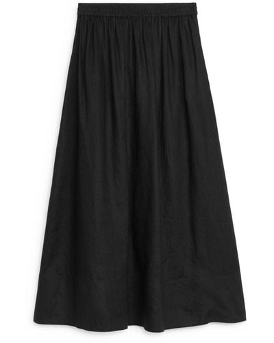 ARKET Maxi Linen Skirt - Black