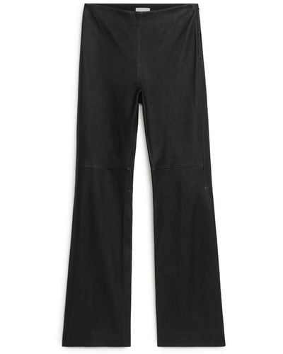 ARKET Flared Leather Trousers - Black