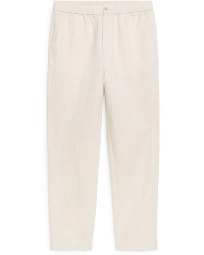 ARKET Linen Drawstring Trousers - White