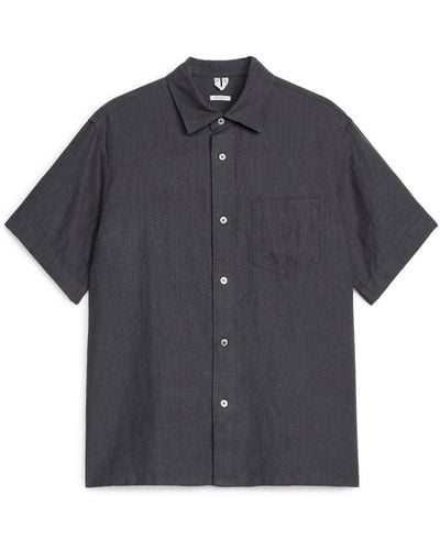 ARKET Short-sleeved Linen Shirt - Grey