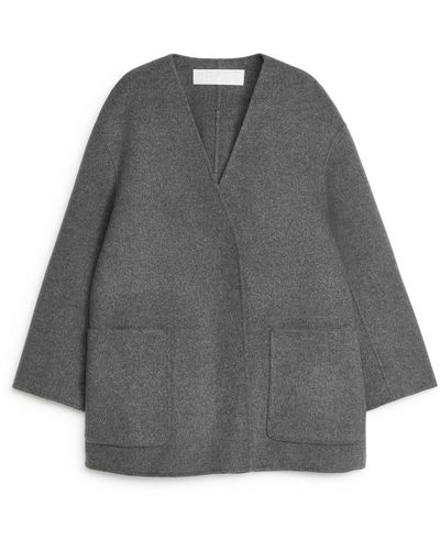 ARKET Collarless Doublé Coat - Grey