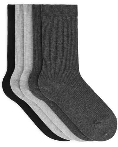 ARKET Cotton Rib Socks Set Of 5 - Black